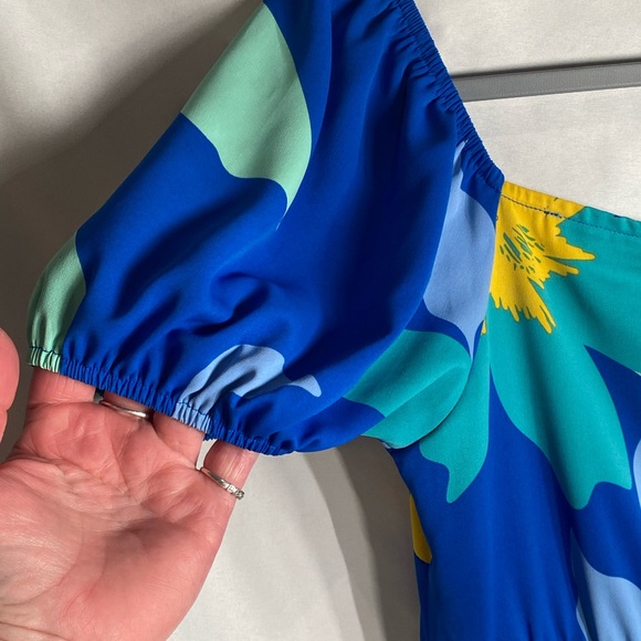 Onetheland Blue and Yellow Floral Midi Dress - Picture 7 of 11